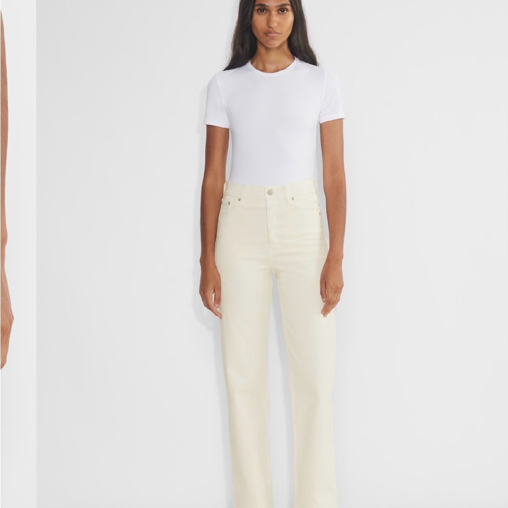 Denim Forum Cream Straight Leg Jeans